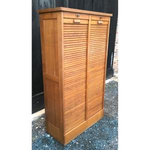 Double Oak Roll-top Filing Cabinet. France, First Half Of The 20th Century. 