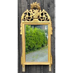 Louis XVI Giltwood Pediment Mirror With Mercury Mirror. France, Mid 18th Century.