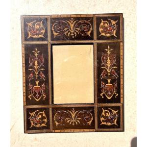 Small Wooden Frame With Beautiful Colored Marquetry Decorations. Italy, Early 19th Century.
