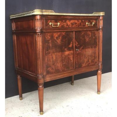 Small Low Mahogany Cabinet And Marble Top Gallery Louis XVI Style. France Late 19th Century.