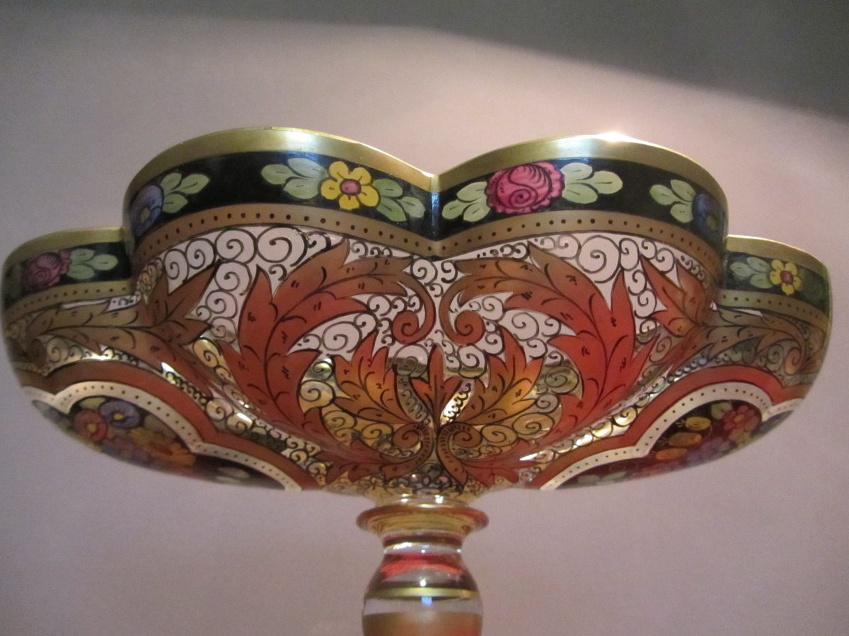 Antique Polychrome Bohemian Crystal Shower Stand, Late 19th / Early 20th Century-photo-2