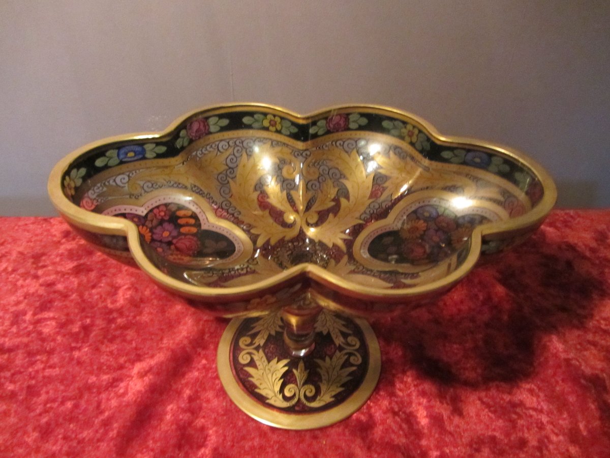Antique Polychrome Bohemian Crystal Shower Stand, Late 19th / Early 20th Century-photo-3