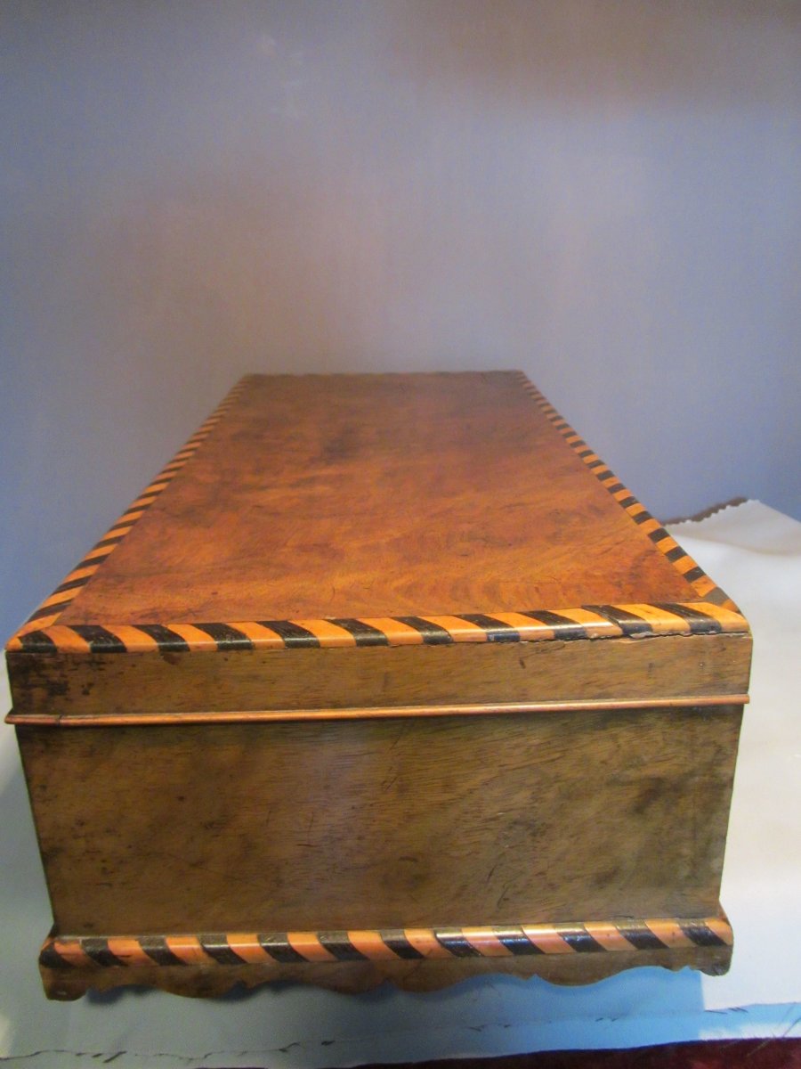 GRAND COFFRET ANCIEN EN BOIS DE LOUPE ORME STYLE BIEDERMEIER EPOQUE NAPOLEON III-photo-1