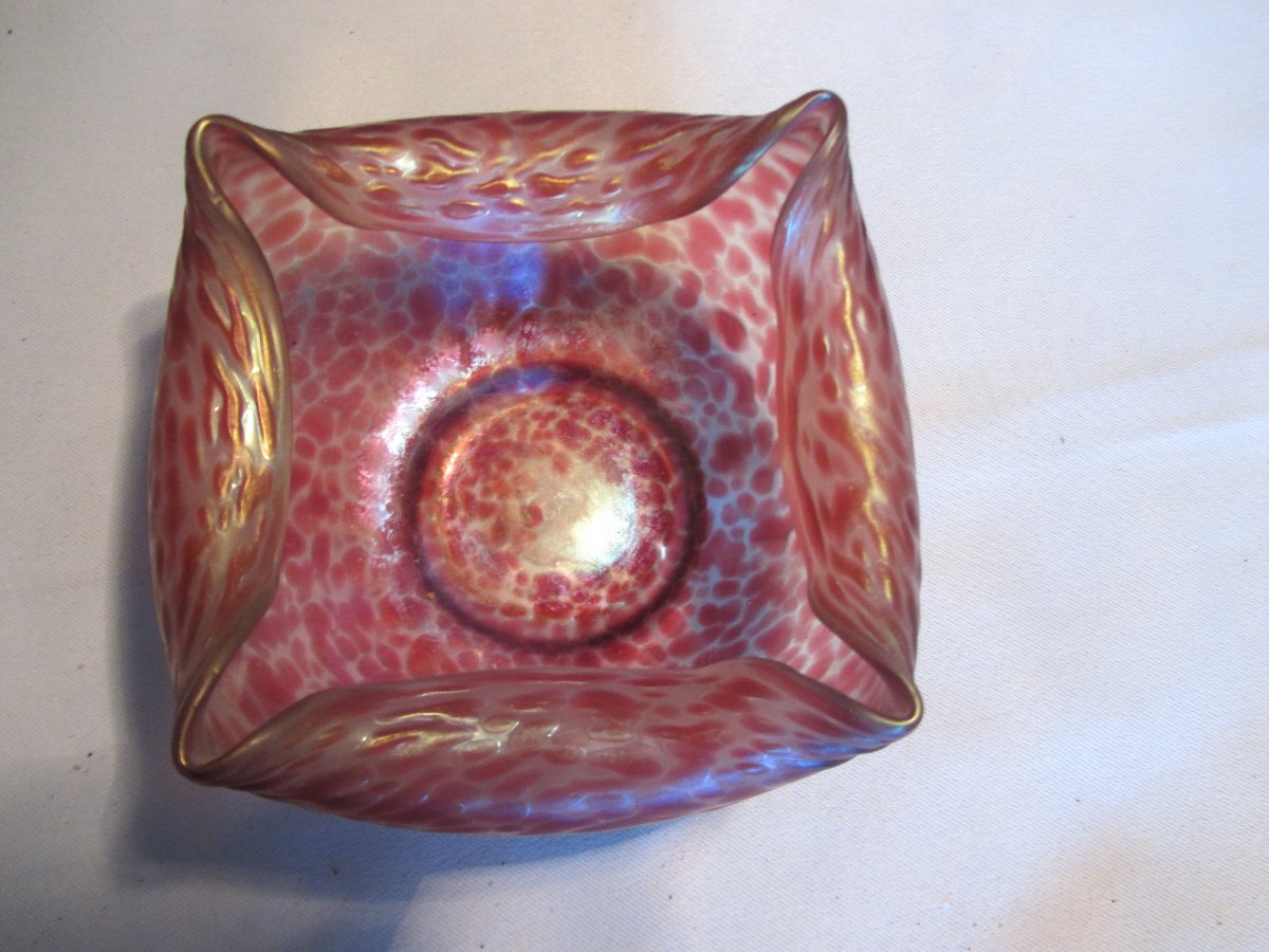 Irised Art Nouveau Bohemian Blown Glass Bowl /loetz/ Kralik-photo-3