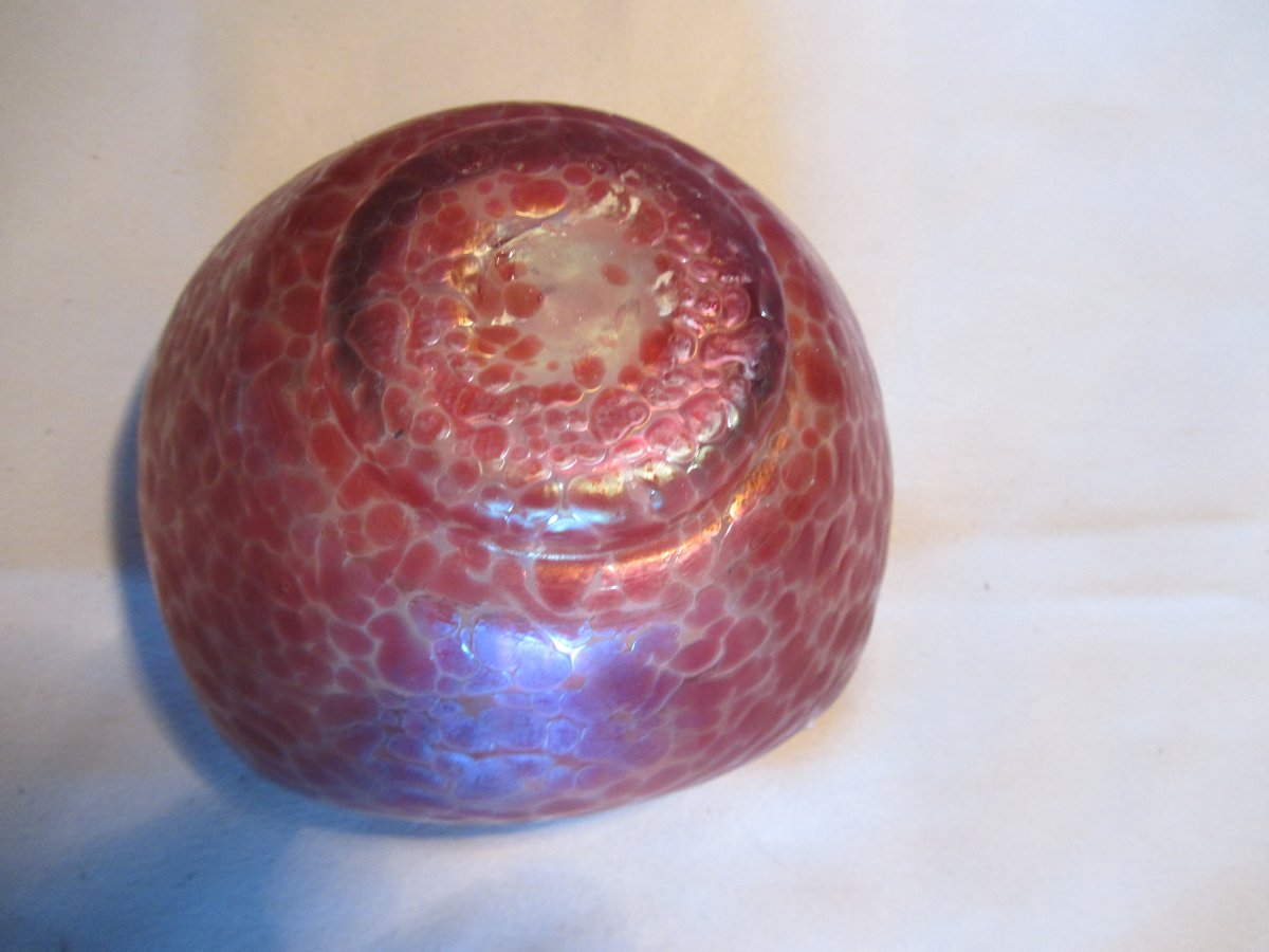 Irised Art Nouveau Bohemian Blown Glass Bowl /loetz/ Kralik-photo-4