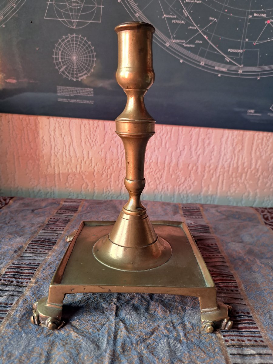 Bronze Candlestick With A Spanish Claw-foot Base, 17th Century-photo-2