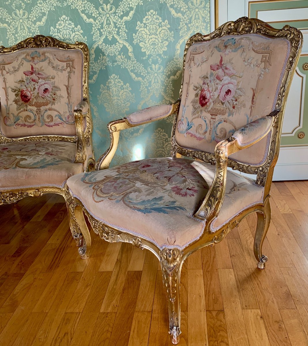 Salon - Mobilier De Salon de style Louis XV - Aubusson XIXe Siècle-photo-4