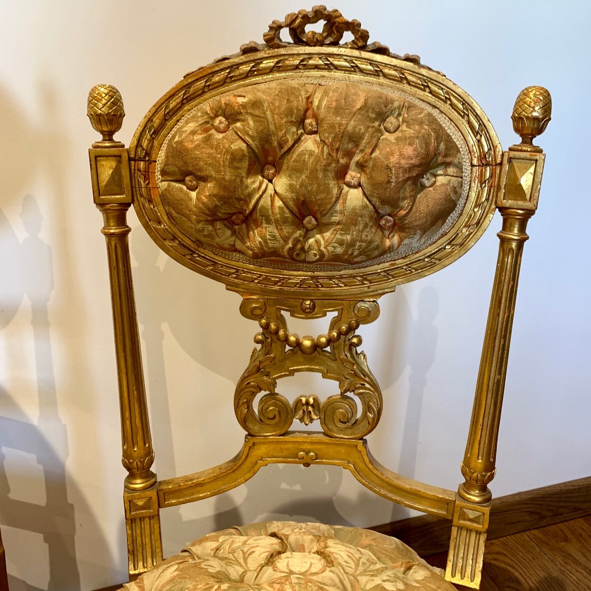 Chaises bois doré de Style Louis XVI - Epoque Napoléon III-photo-2