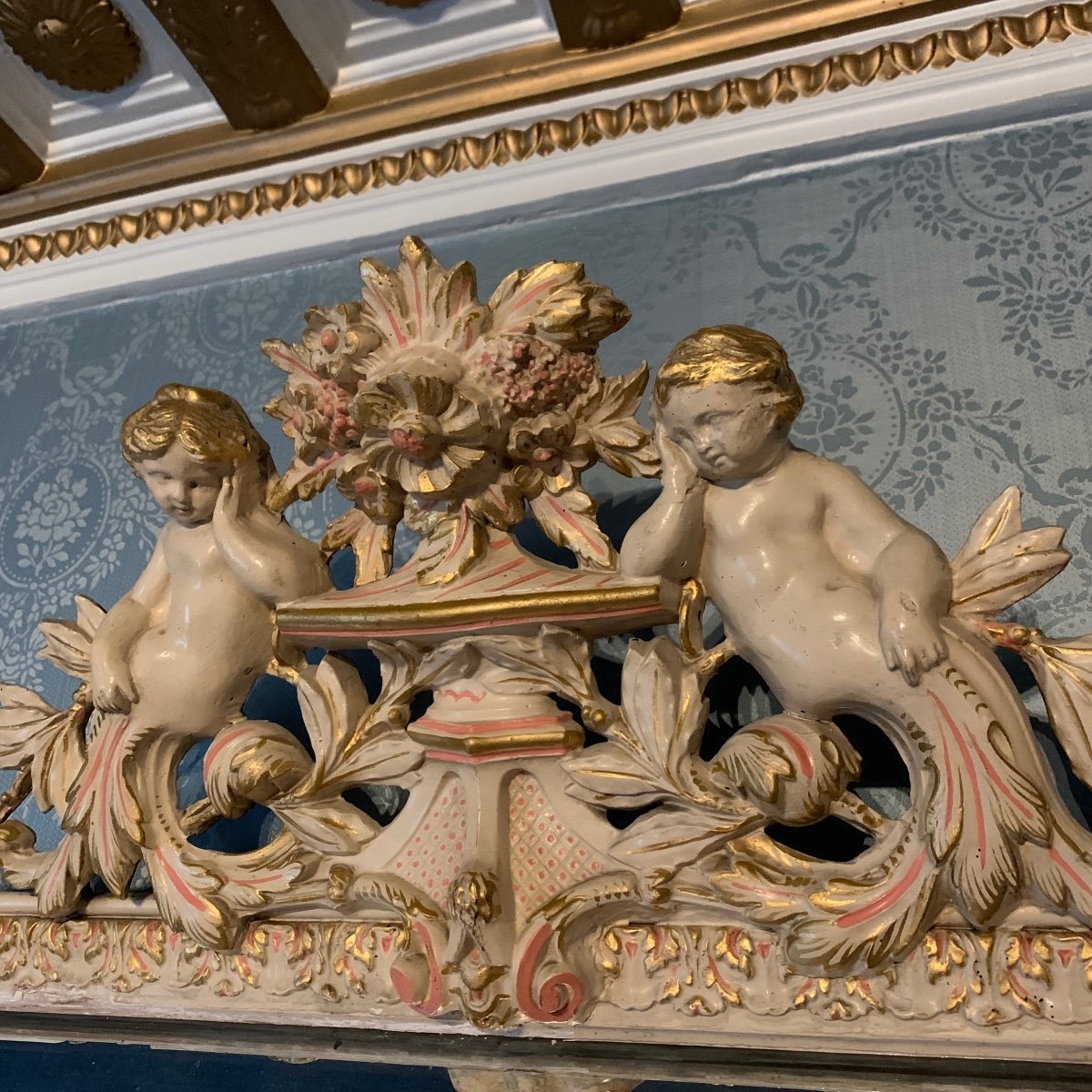 Miroir de Cheminée En Bois Laqué XIXème Siècle - Napoléon III-photo-2