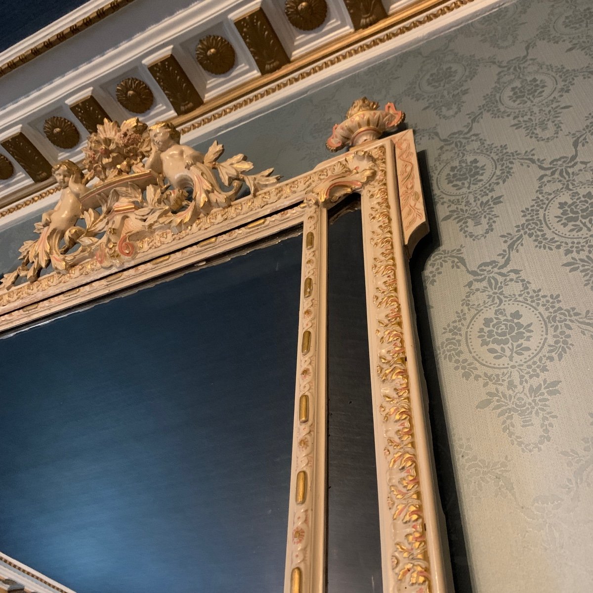 Miroir de Cheminée En Bois Laqué XIXème Siècle - Napoléon III-photo-2