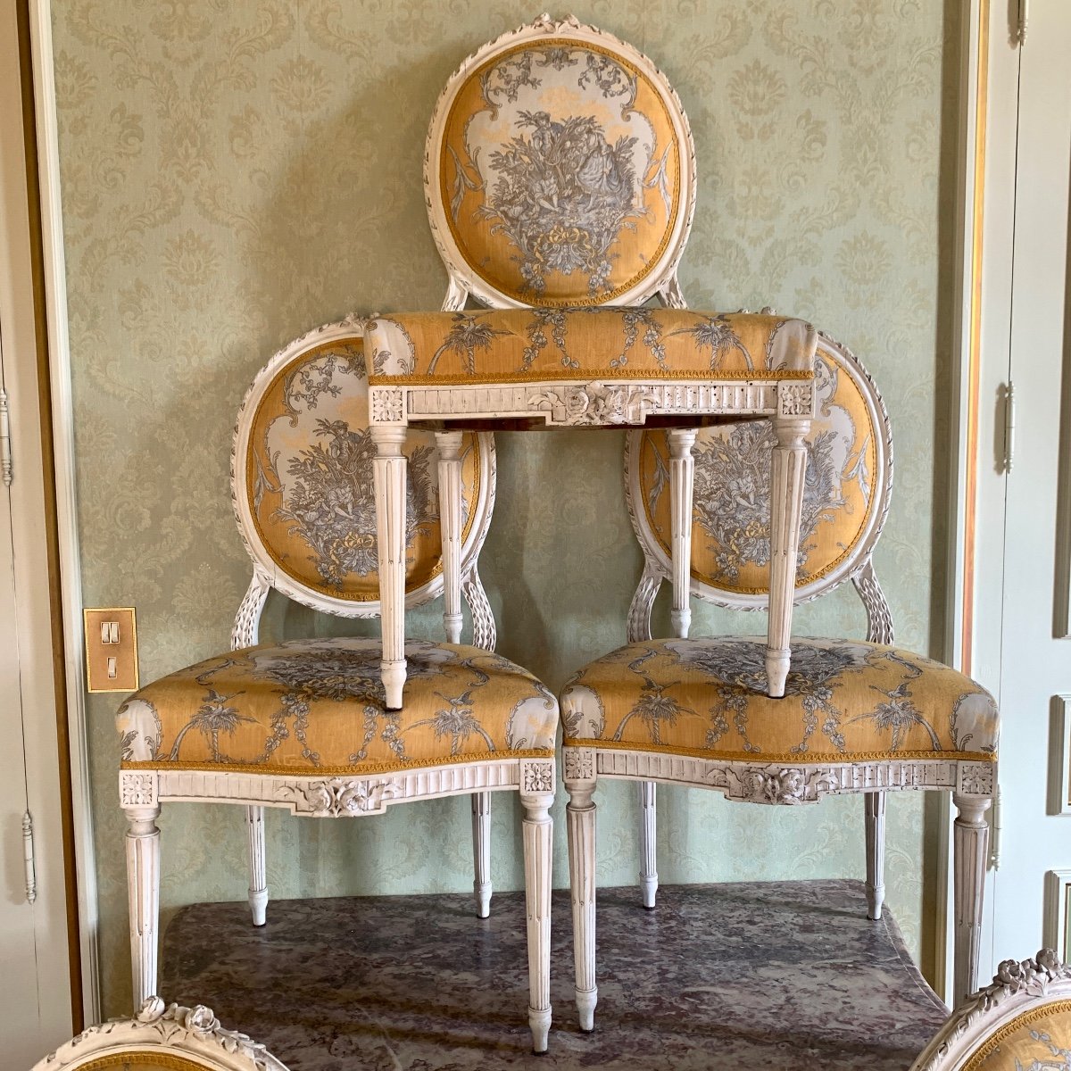 Suite De Chaises et Fauteuils Epoque Louis XVI - XVIIIe Siècle-photo-4