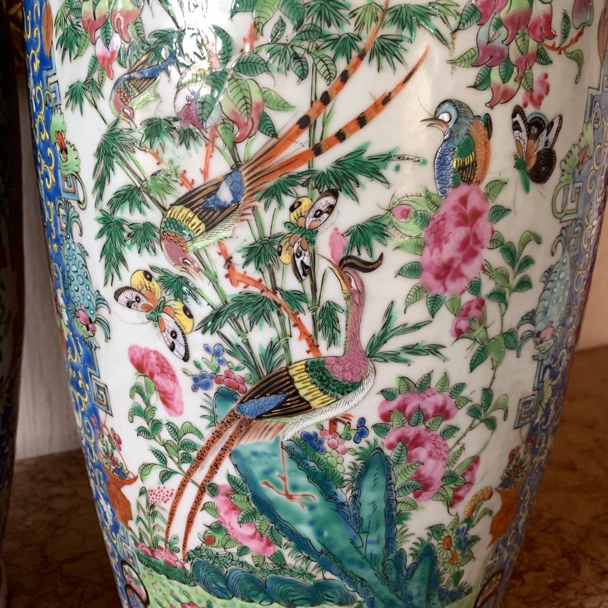Paire De Vases Canton XIXe-photo-4