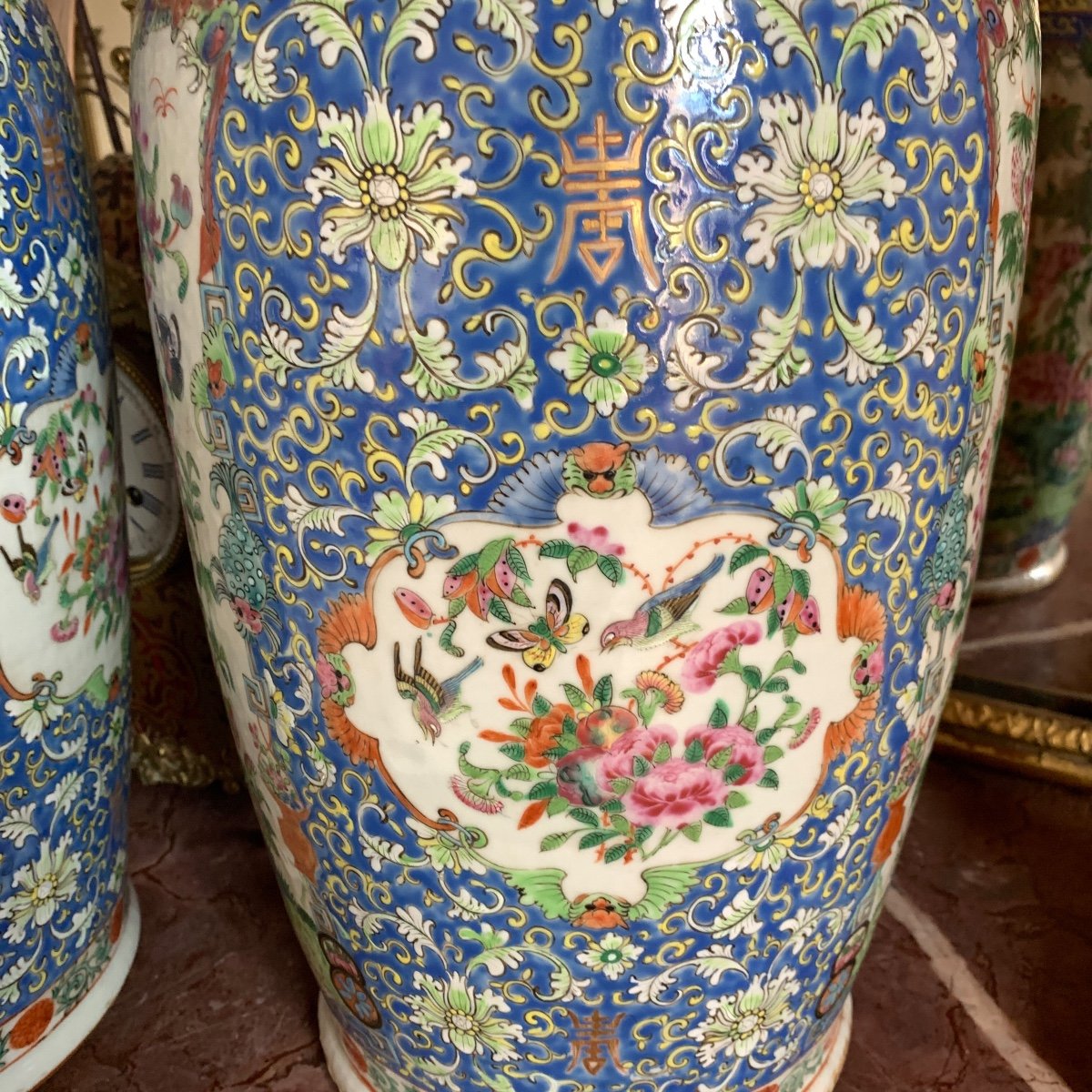 Paire De Vases Canton XIXe-photo-4