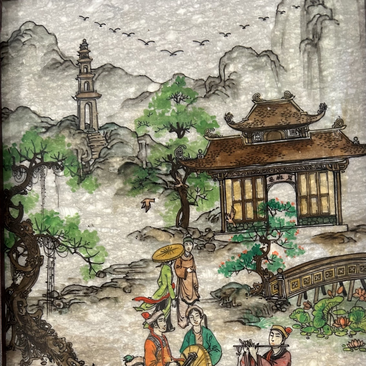20th Century Painting On Marble Slab-photo-3