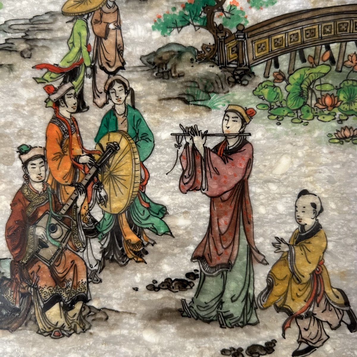 20th Century Painting On Marble Slab-photo-1