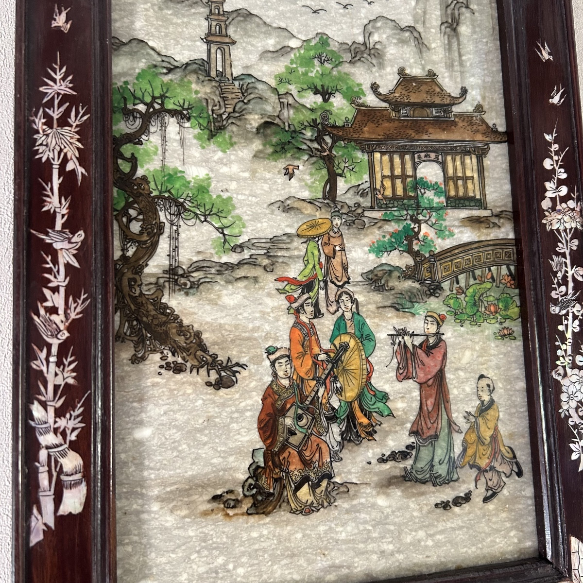 20th Century Painting On Marble Slab-photo-2