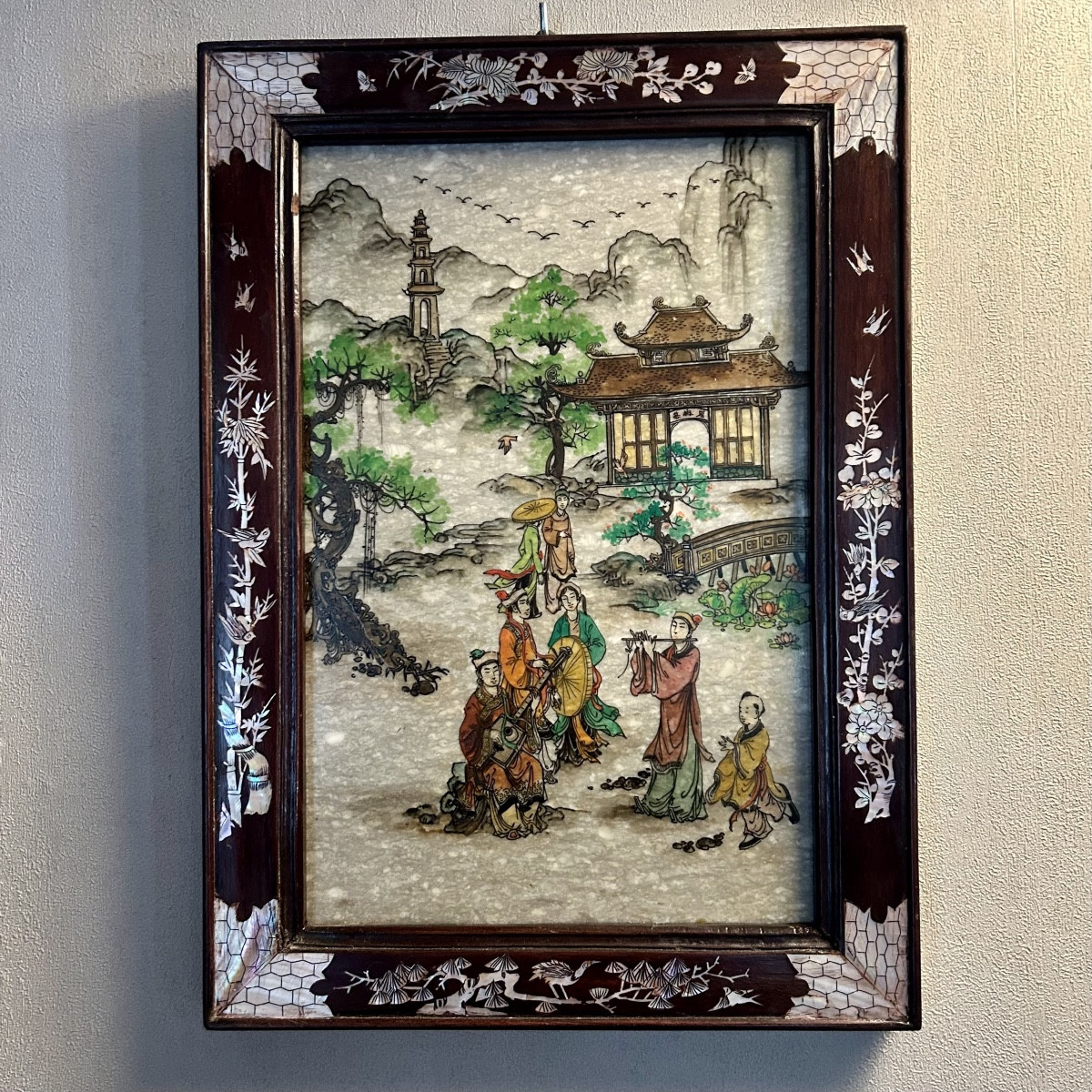 20th Century Painting On Marble Slab