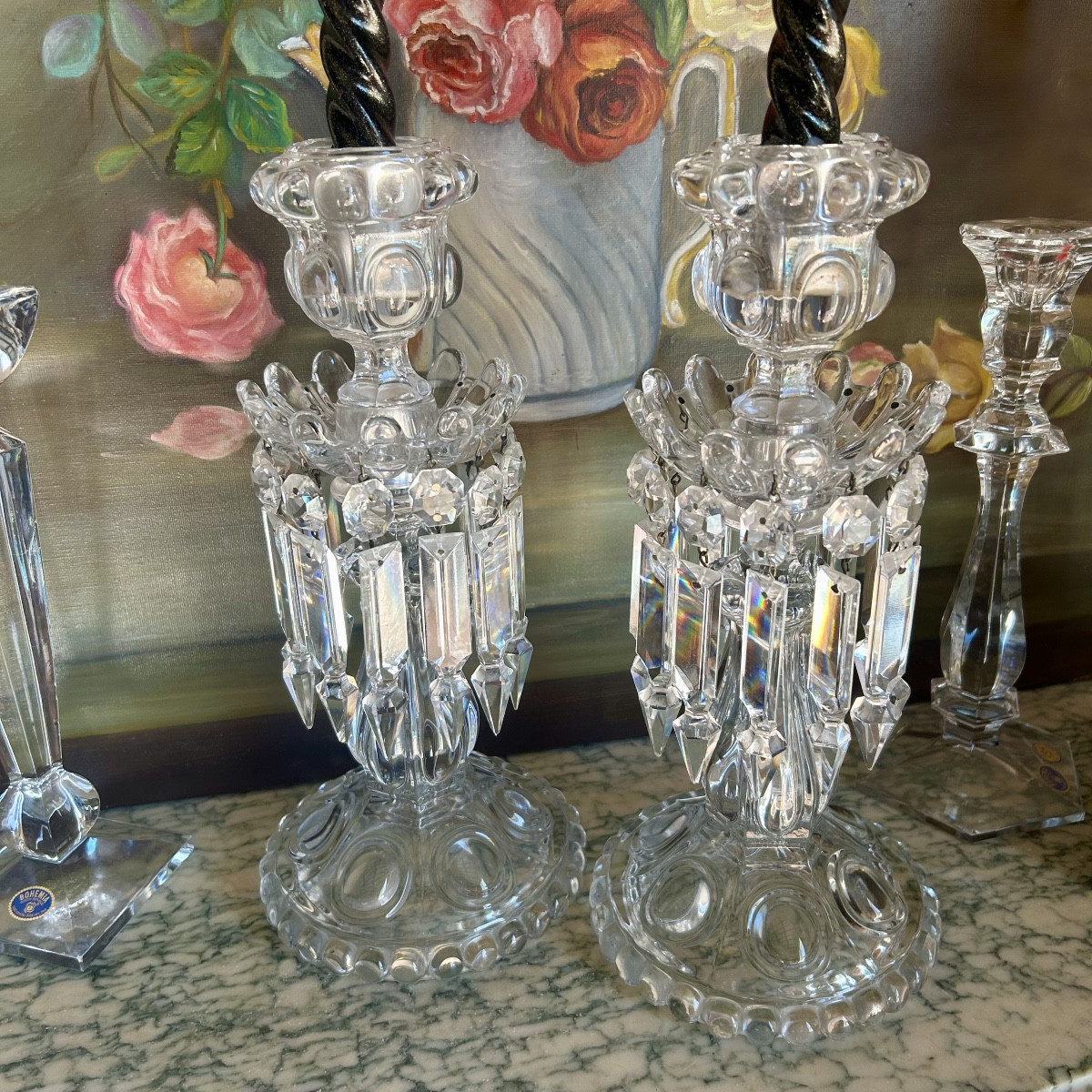 Paire de Flambeaux ou Bougeoirs en Cristal BACCARAT-photo-3