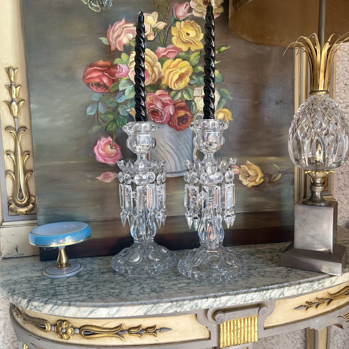 Paire de Flambeaux ou Bougeoirs en Cristal BACCARAT-photo-4