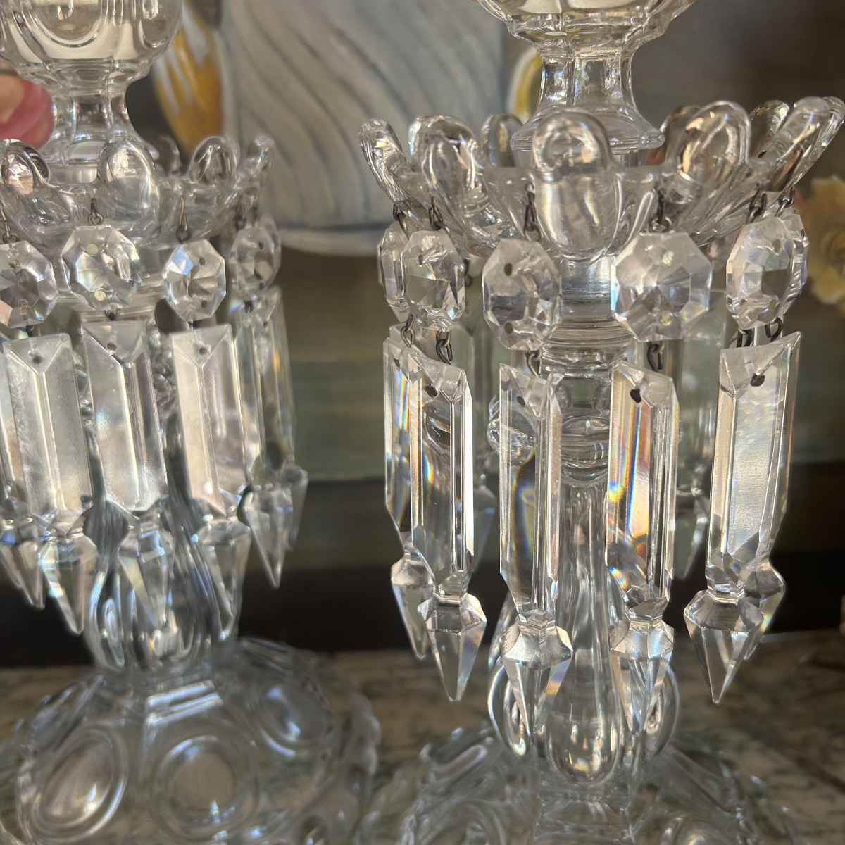 Paire de Flambeaux ou Bougeoirs en Cristal BACCARAT-photo-7