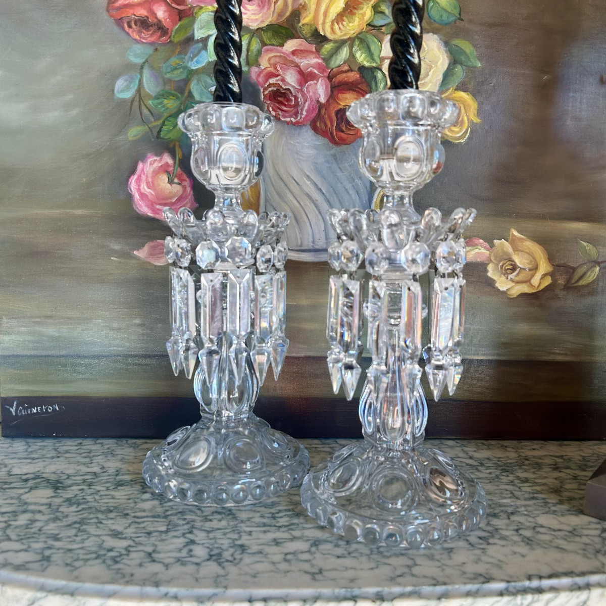 Paire de Flambeaux ou Bougeoirs en Cristal BACCARAT-photo-8