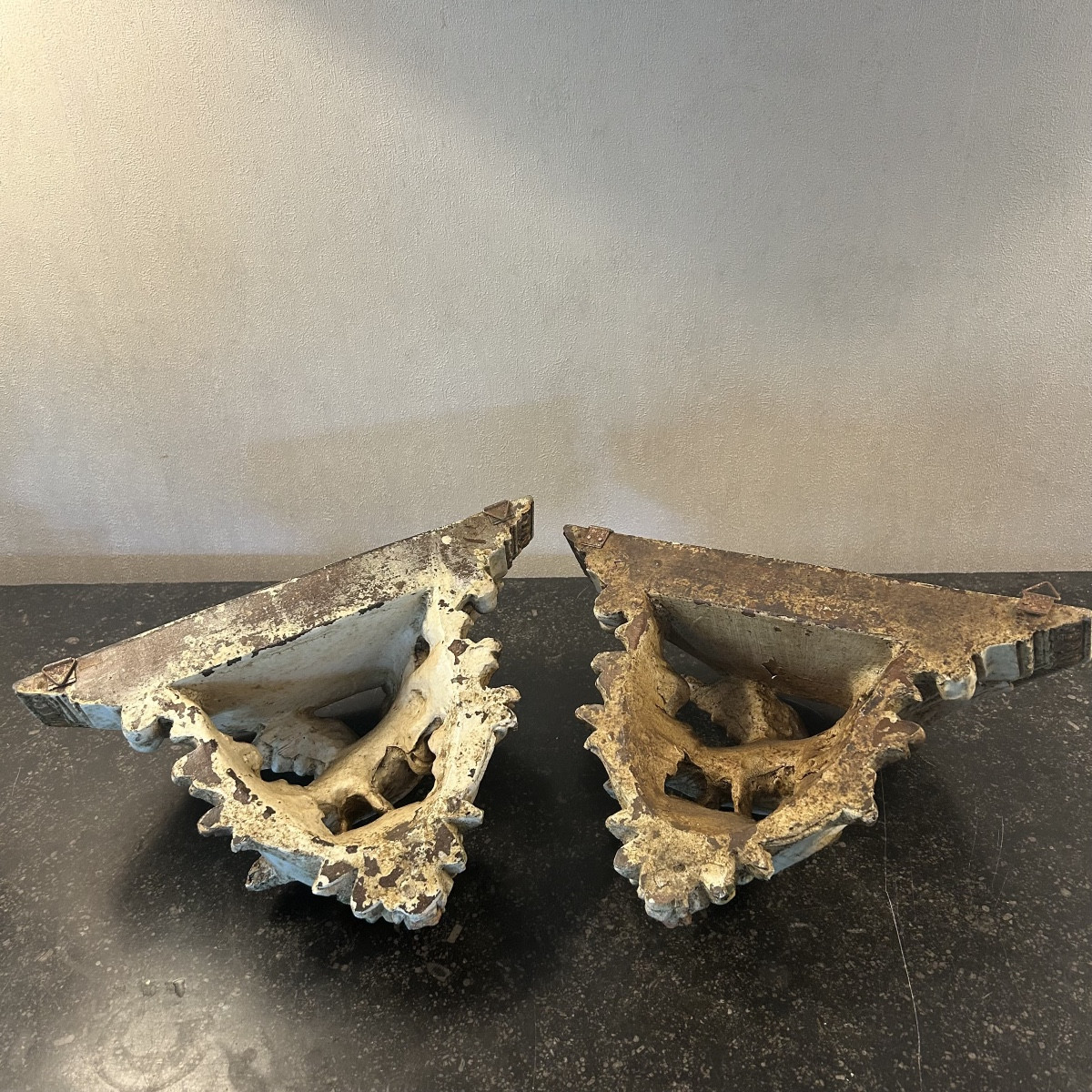 Paire de Consoles d'Appliques en Bois Sculpté XIXème Siècle -photo-6