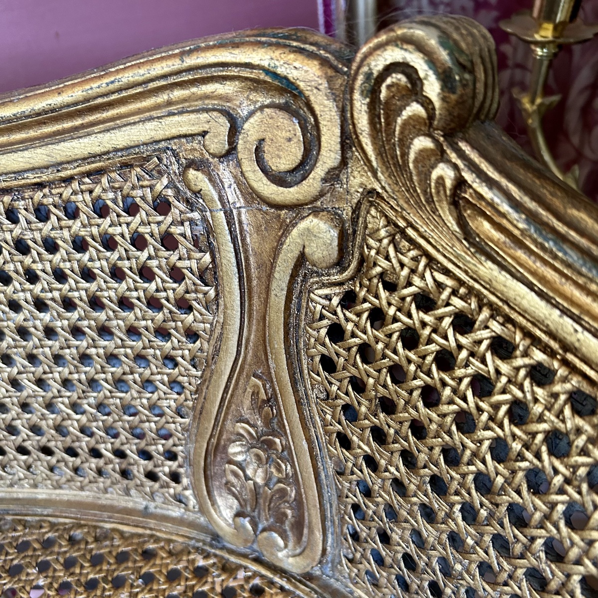 Banquette en Bois Doré et Sculpté - XXème Siècle-photo-4