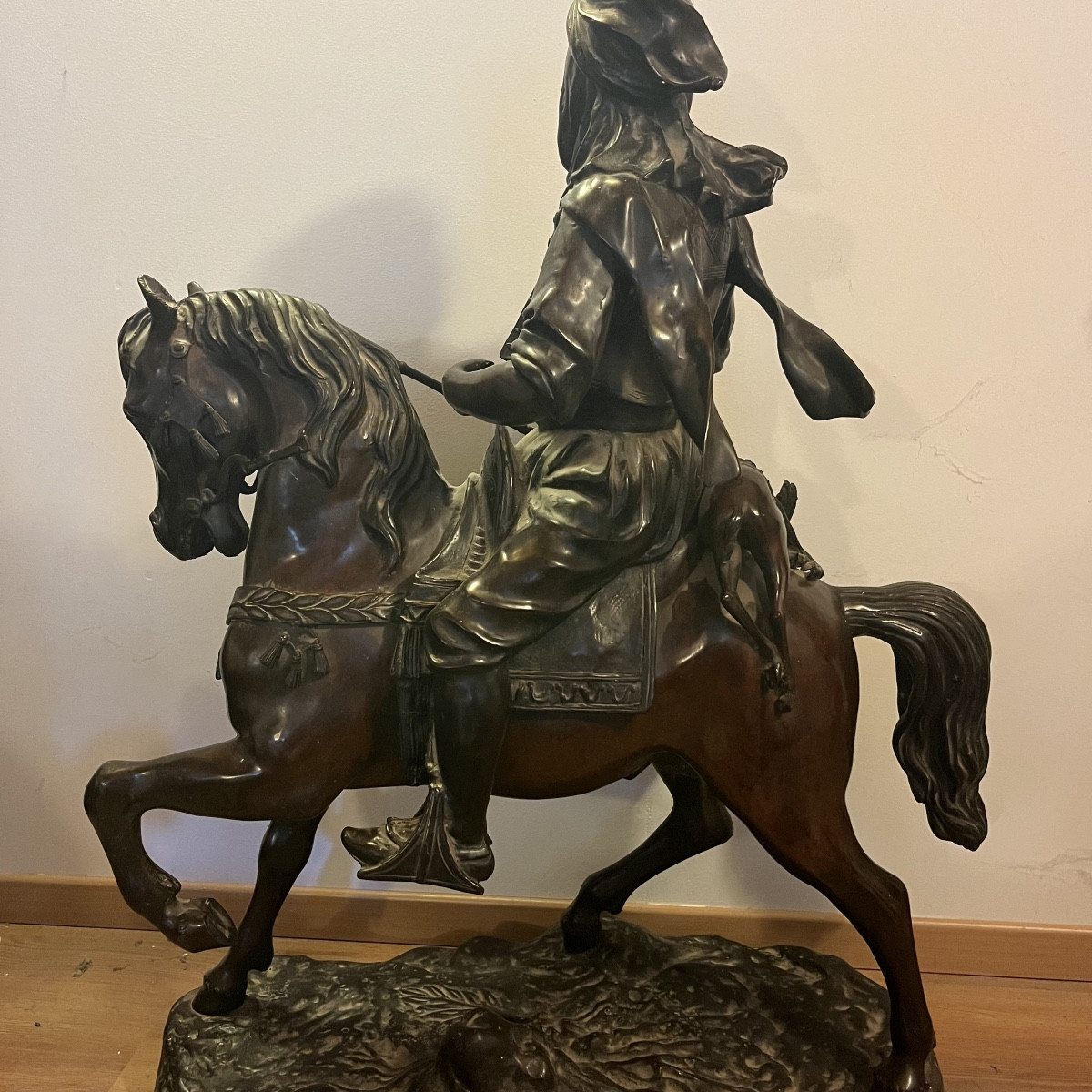 Bronze Sculpture “arab Horseman Returning From The Hunt” -photo-4