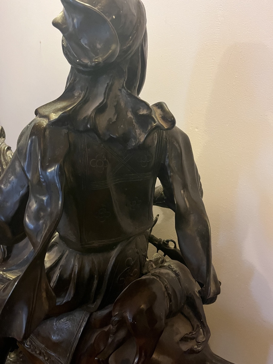 Bronze Sculpture “arab Horseman Returning From The Hunt” -photo-2