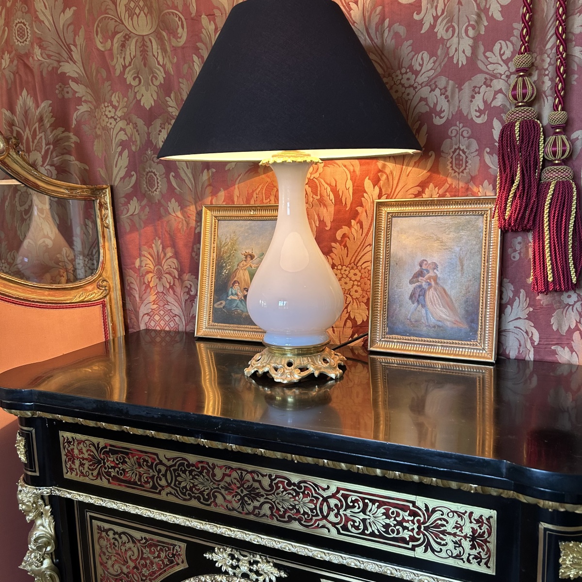 Lampe en Opaline Blanche XIXème Siècle-photo-2