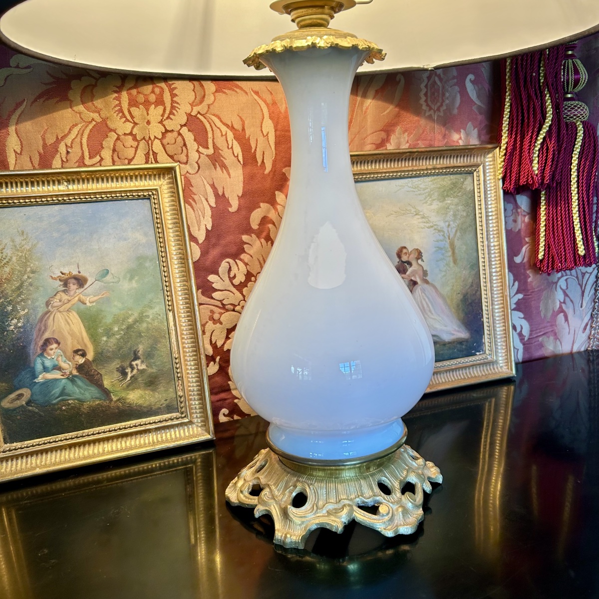 Lampe en Opaline Blanche XIXème Siècle-photo-3