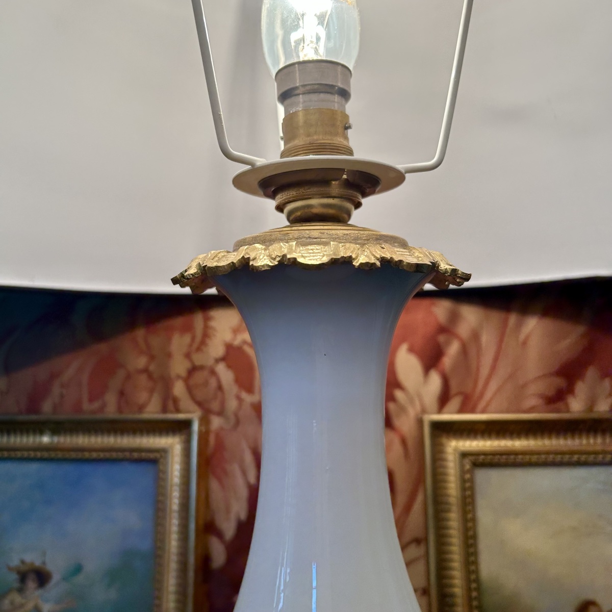 Lampe en Opaline Blanche XIXème Siècle-photo-4