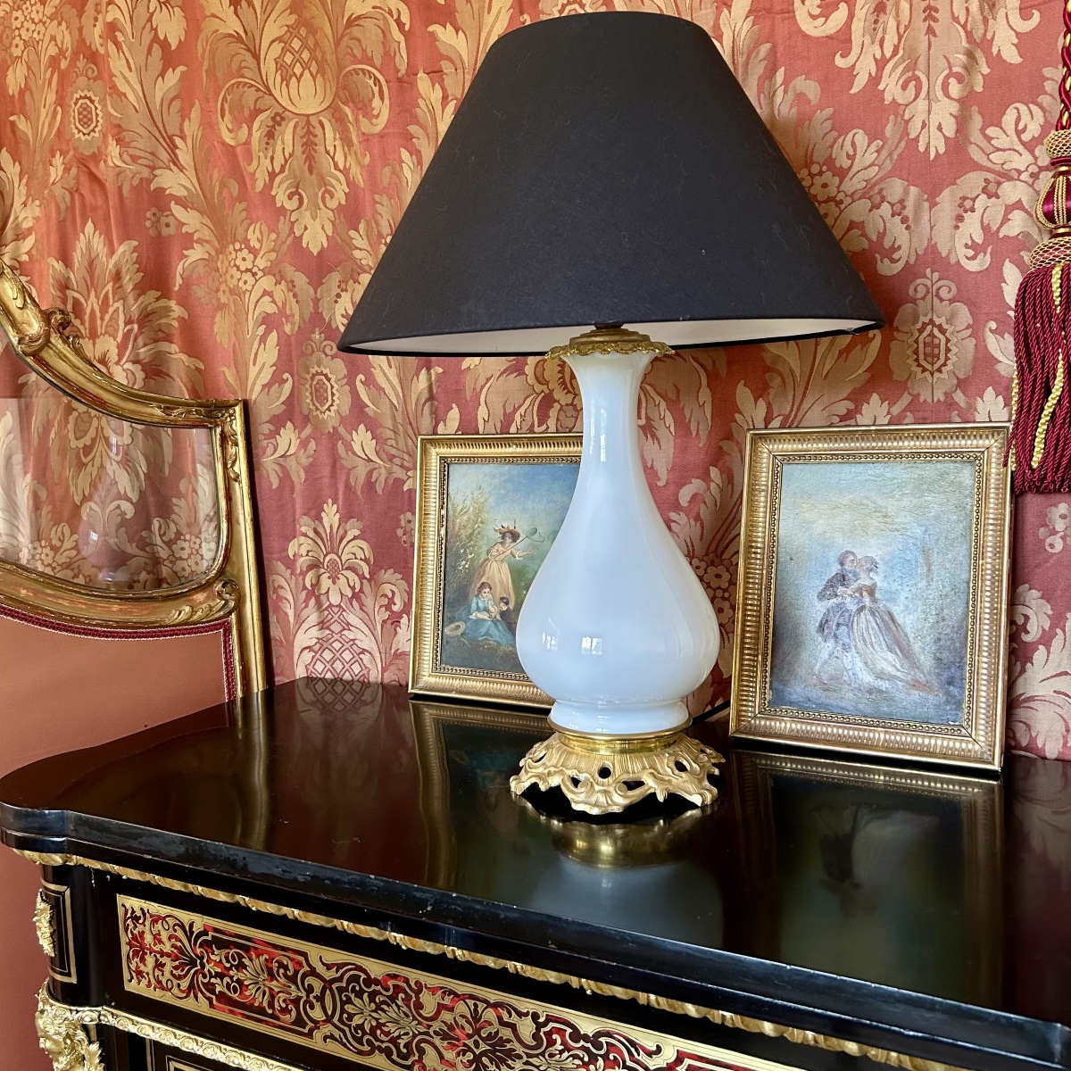 Lampe en Opaline Blanche XIXème Siècle-photo-8
