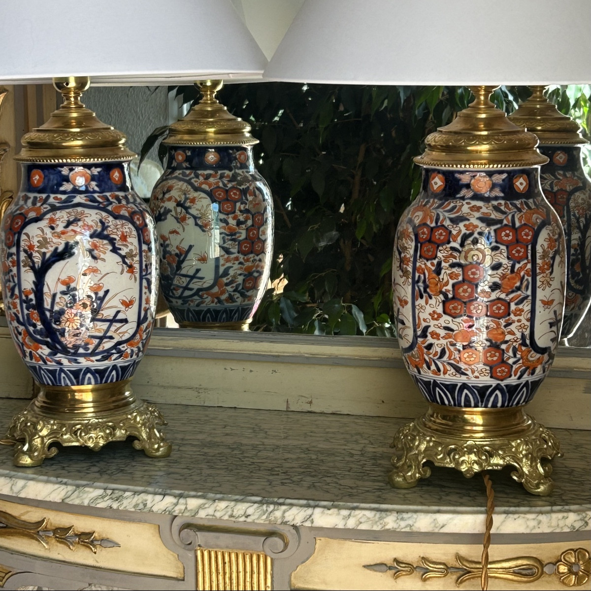 Paire de Lampes en Porcelaine IMARI - XIXe Siècle -photo-2