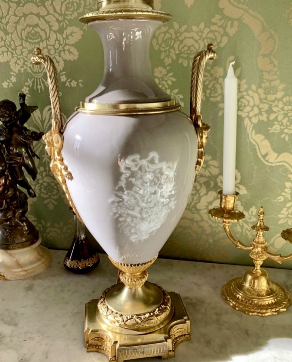 Lampe en Porcelaine Céladon XIXe Siècle -photo-2