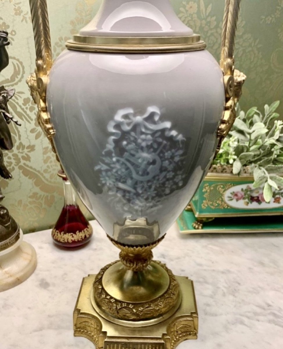 Lampe en Porcelaine Céladon XIXe Siècle -photo-2
