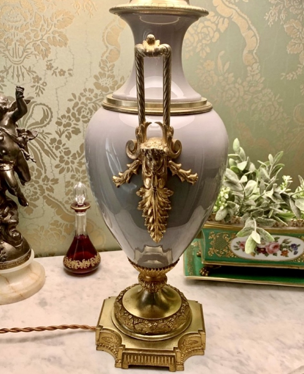 Lampe en Porcelaine Céladon XIXe Siècle -photo-6