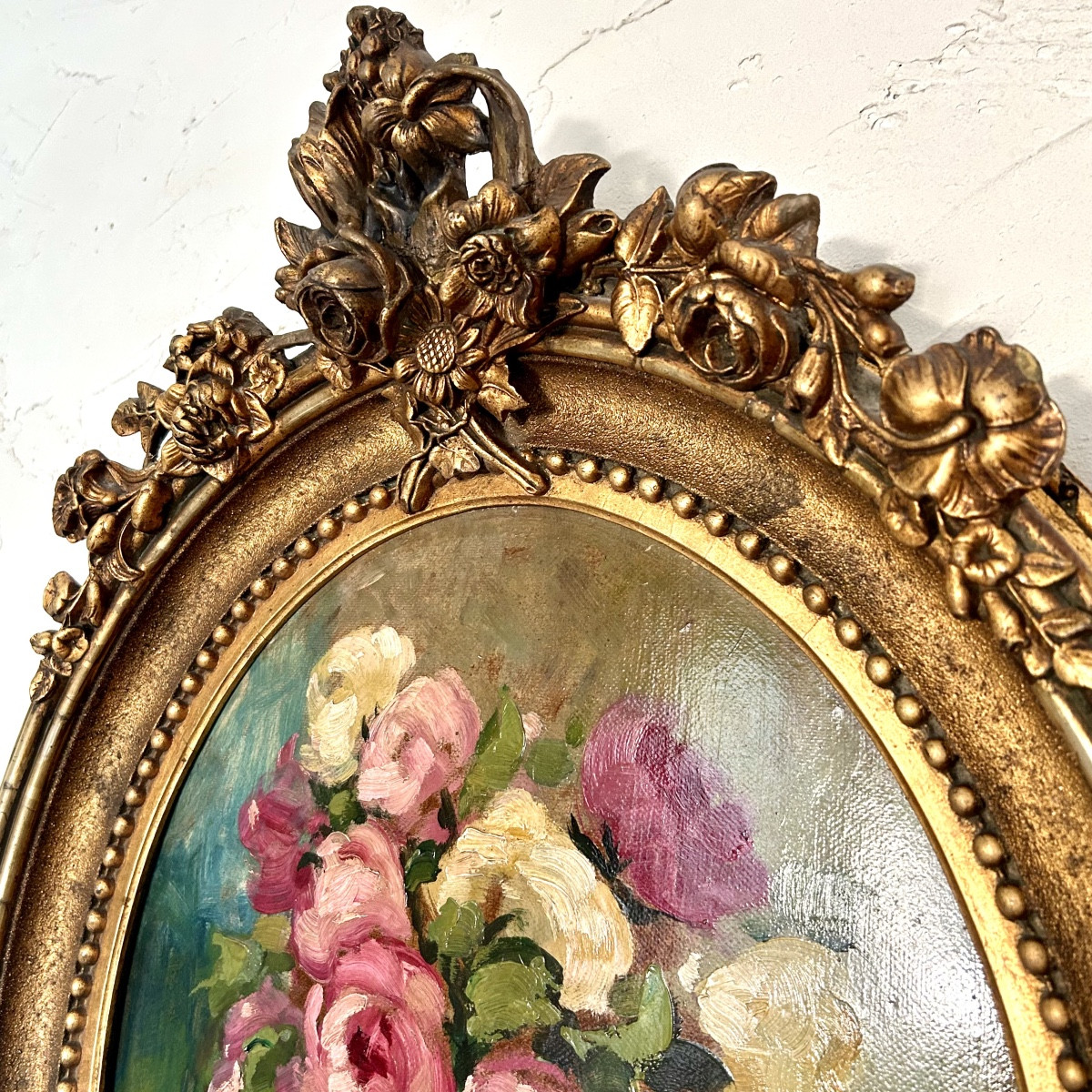 Flower Painting, Hsp “still Life With Flowers” Circa 1900-photo-3