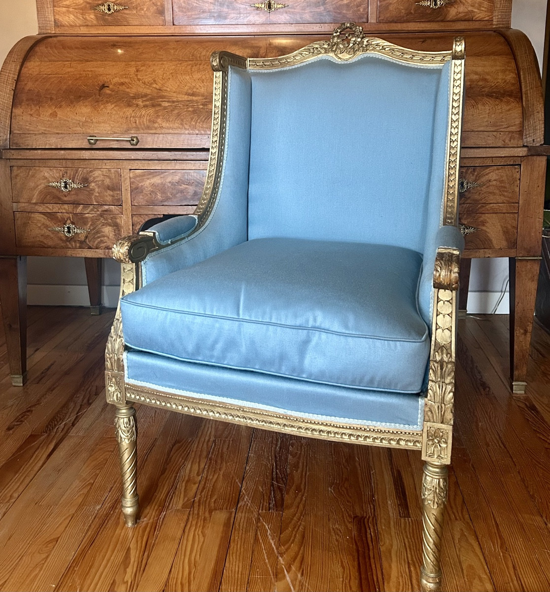 Paire de Bergères à Oreilles de Style Louis XVI vers 1900-photo-3