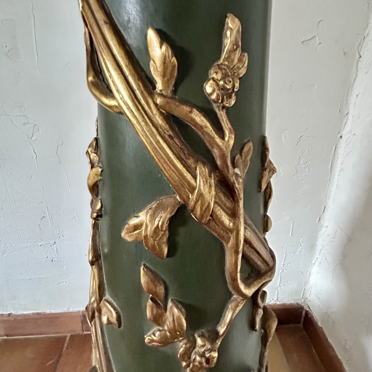 Column - Painted Wooden Pedestal - 19th Century-photo-1