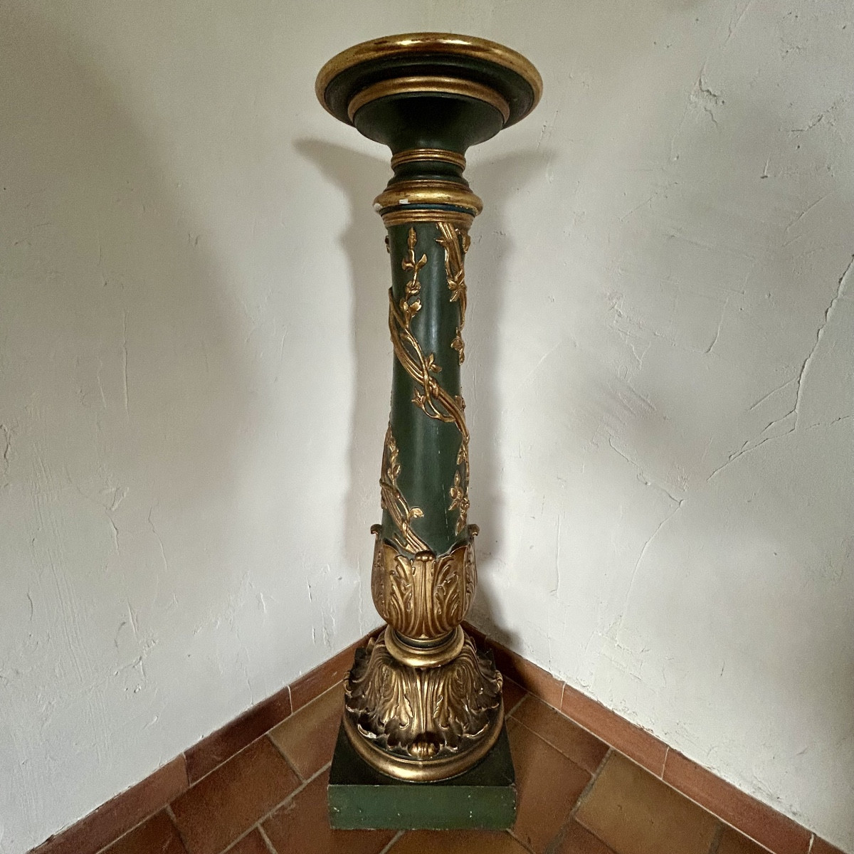 Column - Painted Wooden Pedestal - 19th Century-photo-6