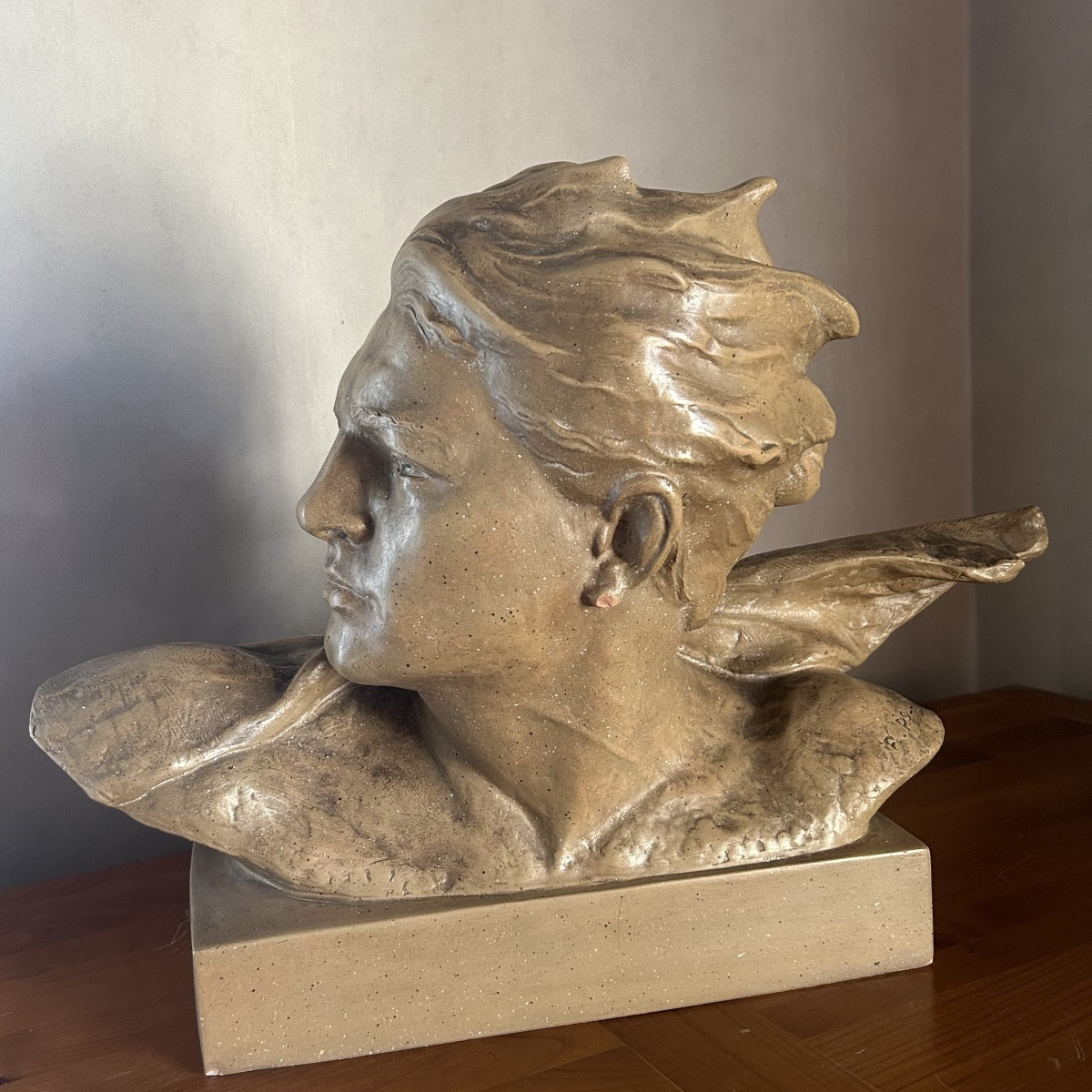 Bust Of “mermoz” - Terracotta, 20th Century -photo-4
