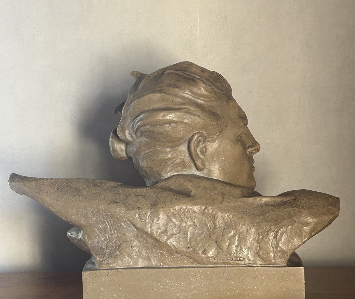 Bust Of “mermoz” - Terracotta, 20th Century -photo-2