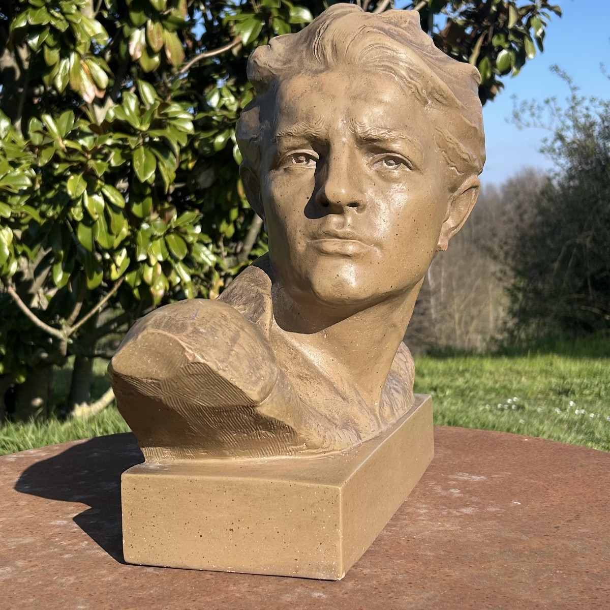 Bust Of “mermoz” - Terracotta, 20th Century -photo-8