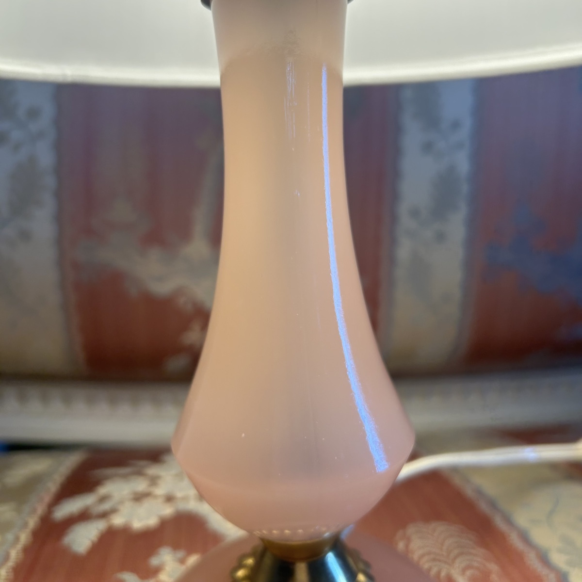 Lampe de Chevet en Opaline XXème Siècle-photo-2
