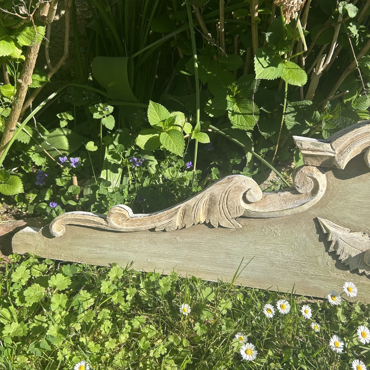 Fronton en bois sculpté et peint XIXème siècle -photo-4