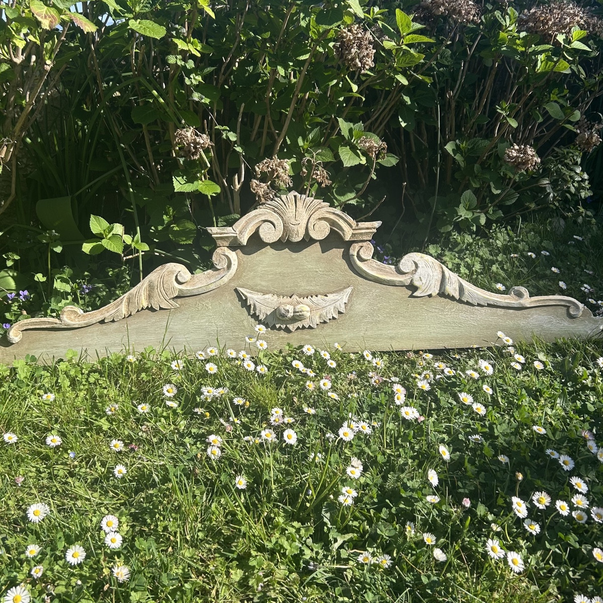Fronton en bois sculpté et peint XIXème siècle -photo-2