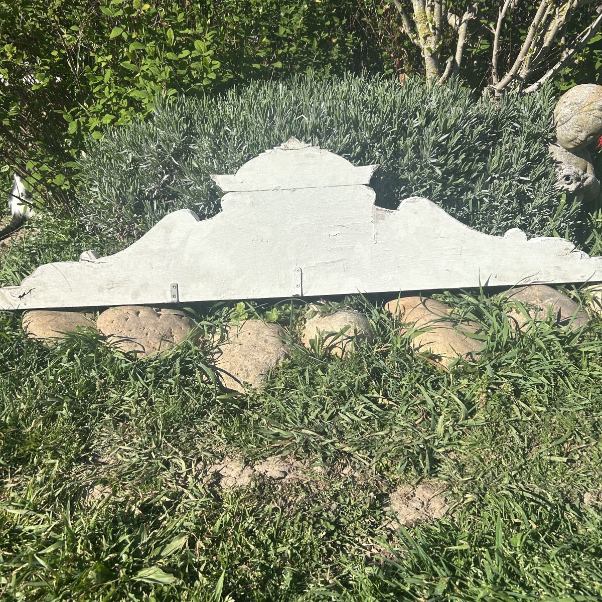 Fronton en bois sculpté et peint XIXème siècle -photo-6