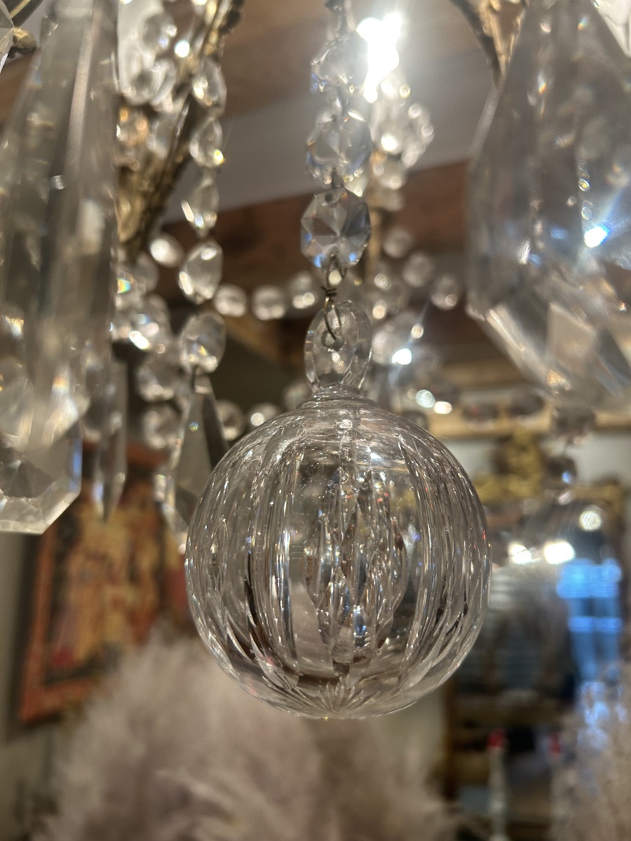19th-century Gilded Bronze And Crystal Chandelier -photo-4