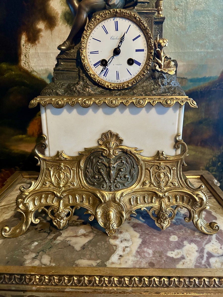 19th-century Marble And Bronze Clock-photo-3